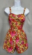 VTG Kahala Hawaii Hawaiian Romper Playsuit BATHING SUIT Floral Y2K USA