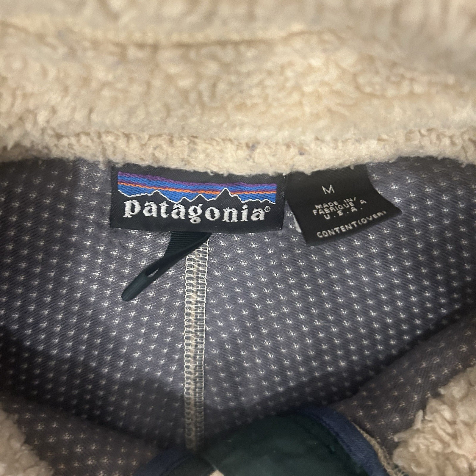 Vintage Patagonia Retro-X Deep Pile Fleece Jacket Mens M Natural Oatmeal Green thumbnail 2