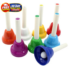 8Pcs Diatonic Colorful Metal Handbells Set 8 Note Musical Bells Gift