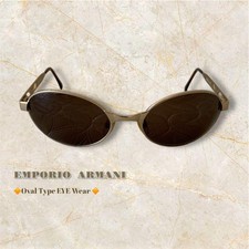 Emporio Armani Gold Metal Oval Sunglasses