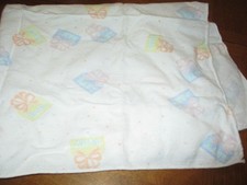 Vtg blanket Pastel 80's baby bow present dot white 25x27"