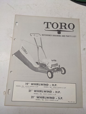 #ad TORO PARTS CATALOG LIST MANUAL REFERENCE DRAWING 19 21” WHIRLWIND HP SP 20221 $14.99