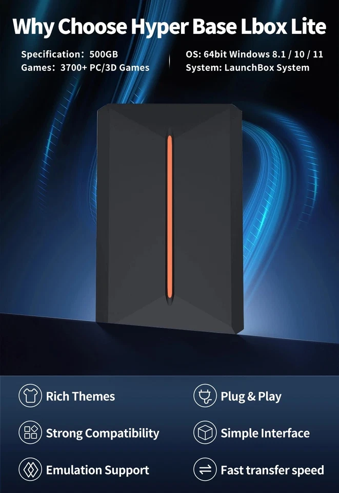 Disco duro para juegos de 500 GB 4K+ juegos retro H.perspin LaunchBox PS3/PS2/PS/Wii/WIIU/SWITCH Foto 2 de 4