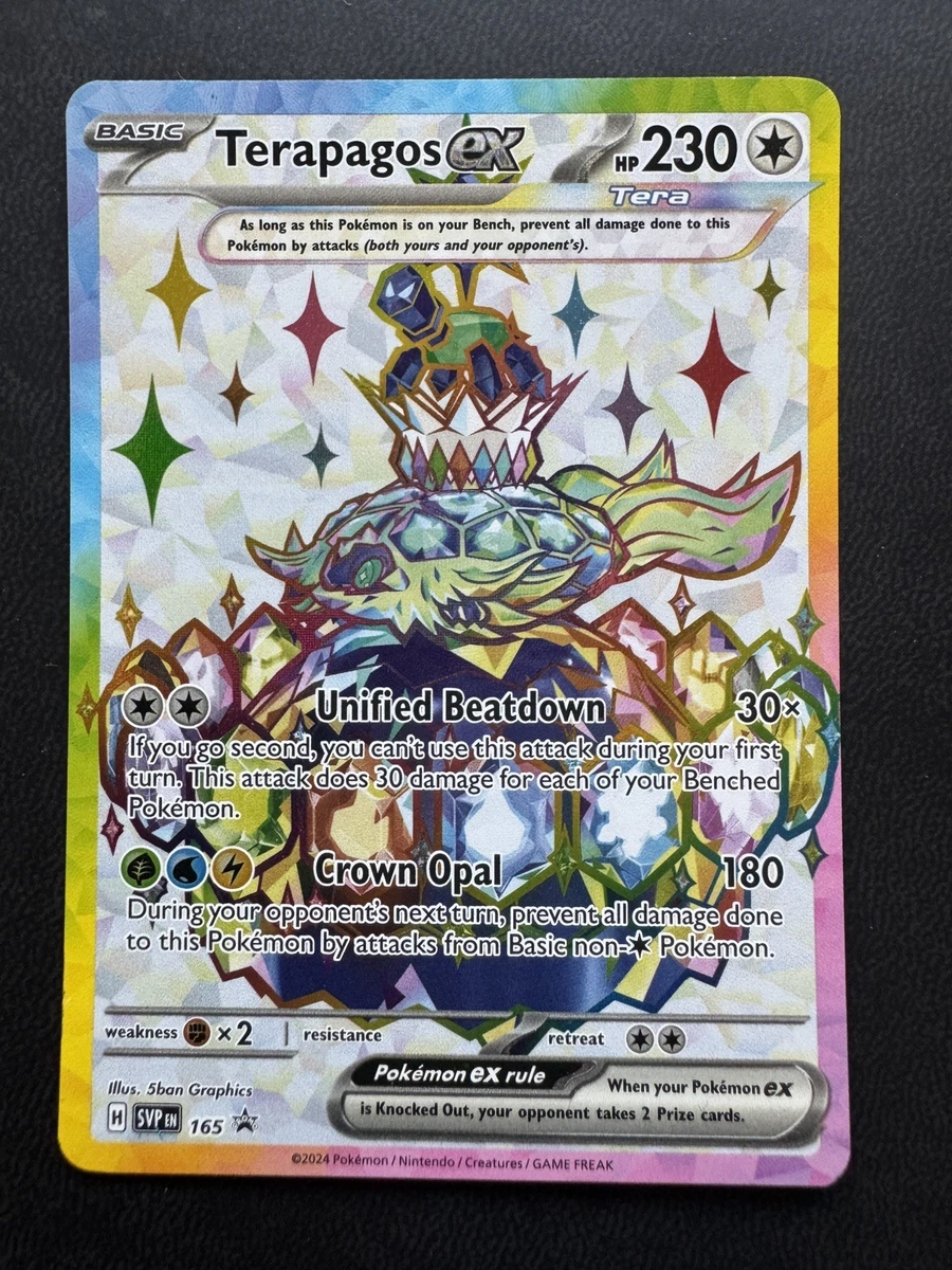 terapagos pokemon card price - ex 165 - Full Art RarityRare Hit Points120 HP Colorless Prism Charge Search your deck for up to 3 Basic Energy cards of different types and attach them to your Tera Pokemon in any way you like Terapagos EX 2024 Pokemon Scarlet