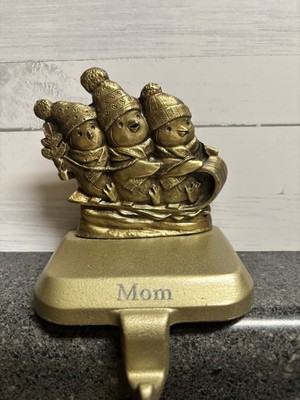 Lands End Heavy Pewter Christmas Stocking Hanger Penguins  Mom  Engraved