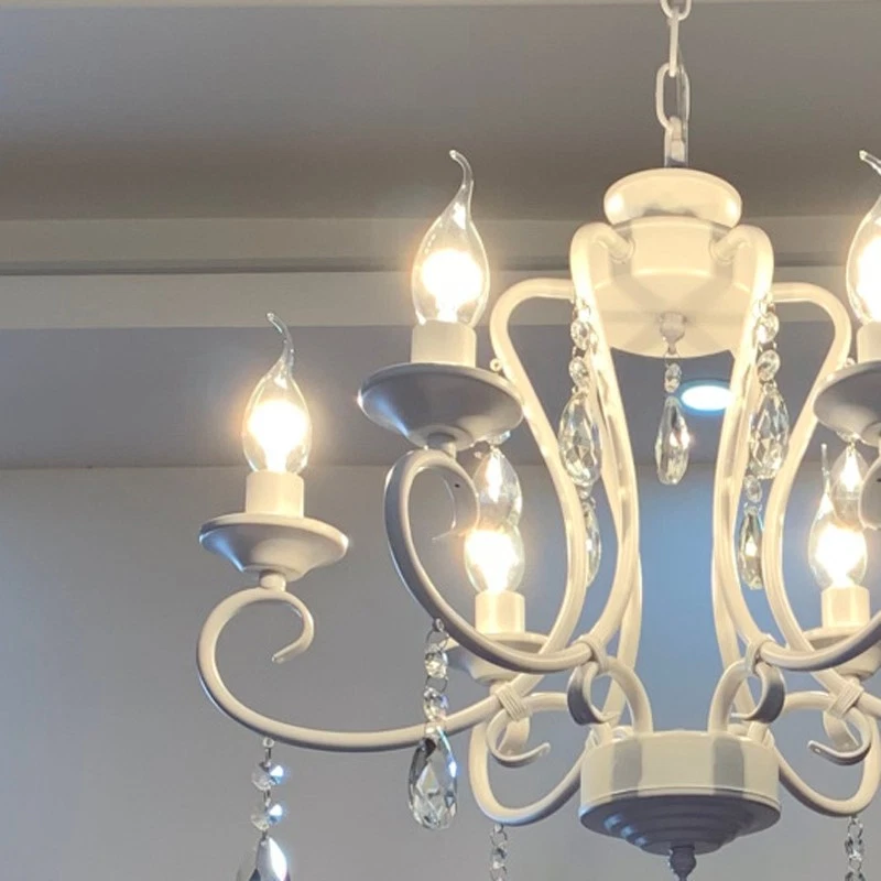 White Pendant Light Retro Chandelier Lighting Crystal Light Kitchen Ceiling Lamp - Image 4 of 4