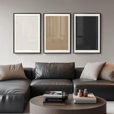 Framed Black and White Abstract Wall Art for Living Room, Modern 3 Piece Mini...