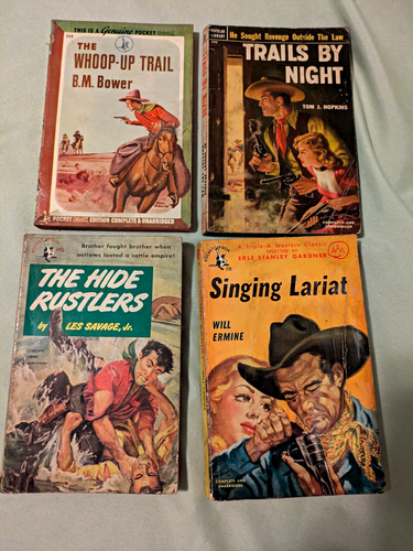 Lot of vintage of 9 Western paperbacks Manly Wade Wellman Cowboy ...