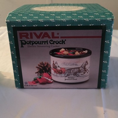 Rival Electric Simmering Cooker Potpourri Holder Stoneware Horse Sleigh Holiday