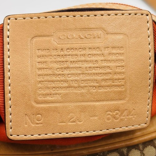 COACH Bolso de Hombro Cartera Firma Lona Cuero Beige Camel Auténtico - Imagen 7 de 24
