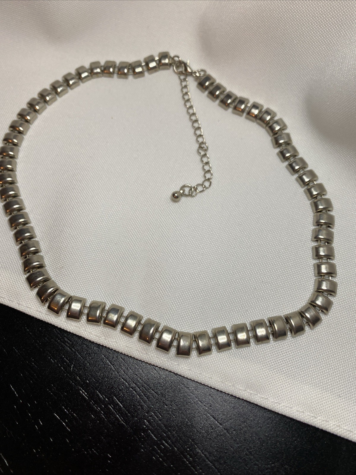 Statement Choker Reversible Block Link Silver Ton… - image 1