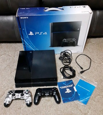 Sony PlayStation PS4 Jet Black Console CUH-1115A w/controllers Original  Box 858350004700|