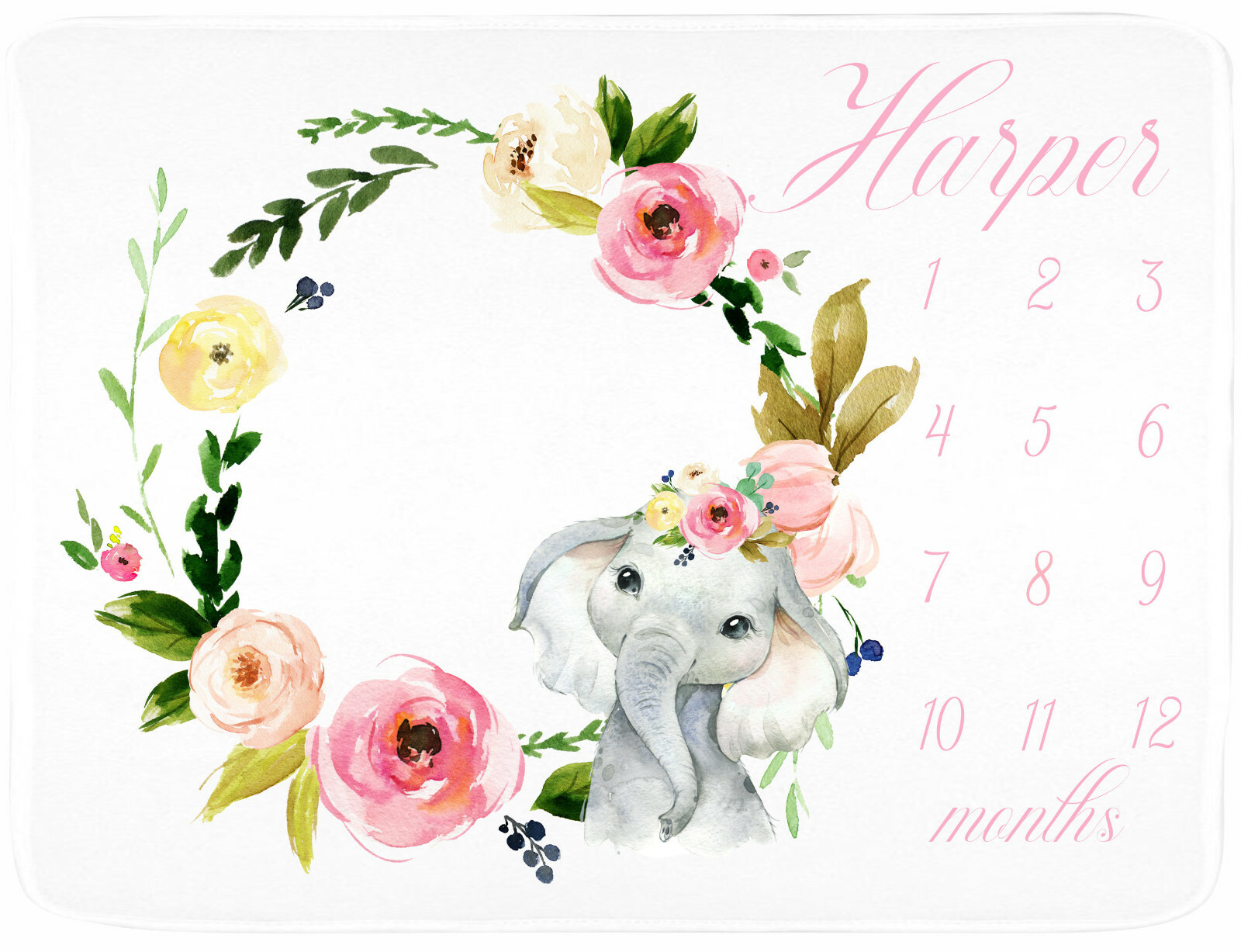 elephant milestone blanket girl