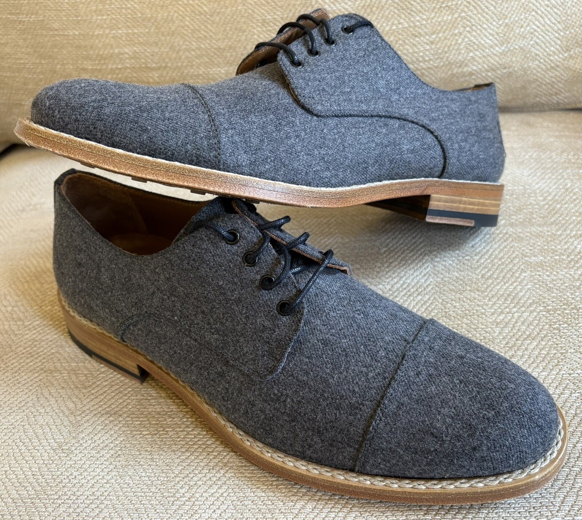 Taft Kennedy Grey Wool Dress Shoes - UK8 - Oxfords Derbies 