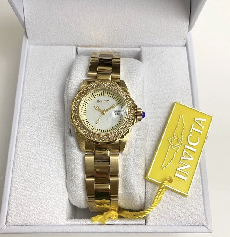 Invicta angel Gold tone mother of pearl dial Watch 30mm NWT  display picture 1