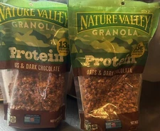 Two (2) HTF Nature Valley Protein Crunchy Granola Oats & Dark Chocolate 11 Oz Ea