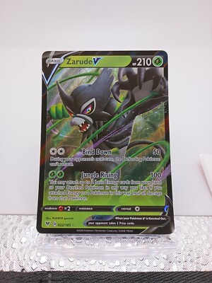 zarude v pokemon card value 22/185 Price 2026 [Colorless][Colorless] Bind Down 50 During your opponents next turn Zarude V 2020 Sword &