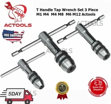 Adjustable T-Handle Tap Wrench 3 Pcs Set  M1-M4 / M4-M8 / M6-M12  USA ACTOOLS
