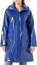 Women Pvc Shiny Leather Hooded Light Weighted Raincoat Stylish Trench Long Coats