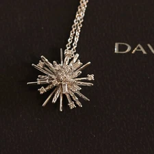 DAVID YURMAN NEW 18K White Gold Small Supernova Diamond Pendant Necklace 16-18"