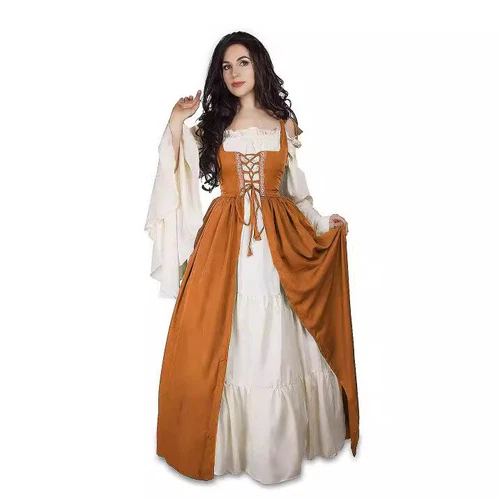 Women Medieval Gothic Maxi Dress 2 Piece Fancy Cosplay Costume Dresses Gown *- - Picture 17 of 26