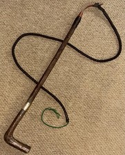 Antique Rustic Ladies Hunting Whip 18 Carat Gold Collar Treen Shaft & Handle