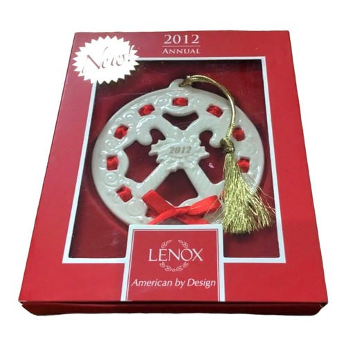 Lenox 2012 envolturas anuales de Navidad bastones de caramelo adorno porcelana perforada NUEVO - Imagen 3 de 4