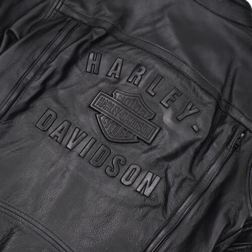 Chaqueta de motociclista Harley Davidson Motorcycles en relieve cuero negro ventilado - S - Imagen 3 de 7