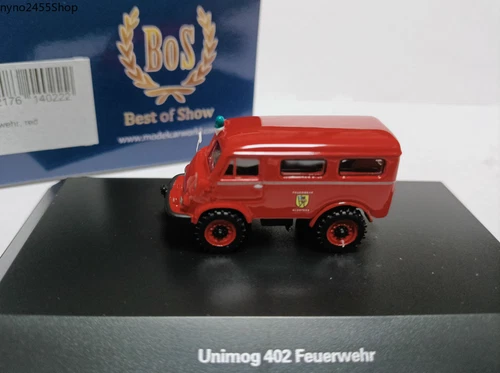 BOS 1/87 Resin car model Mercedes Benz Unimog 402 Feuerwehr Red - Picture 2 of 5