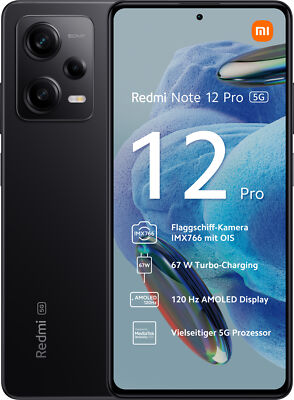 Xiaomi Redmi Note 12 Pro 5G 128GB Schwarz Android Smartphone 6,67'' OLED 6GB NEU