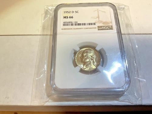 1952-D Jefferson Nickel 5c - NGC GRADED MS66