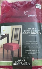 *Set of 2 Red Dining Room Seat Covers Poinsettia Design / Christmas Decor