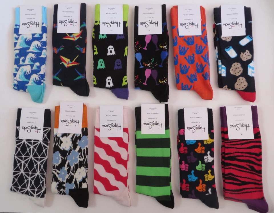 Paquete de 1 calcetín Happy Socks clásico para hombre, zapato talla 10 - 13 algodón suave Foto 2 de 4