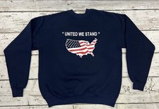 VTG United We Stand America USA Flag 90 s Tultex Crewneck Sweatshirt Sweater - M