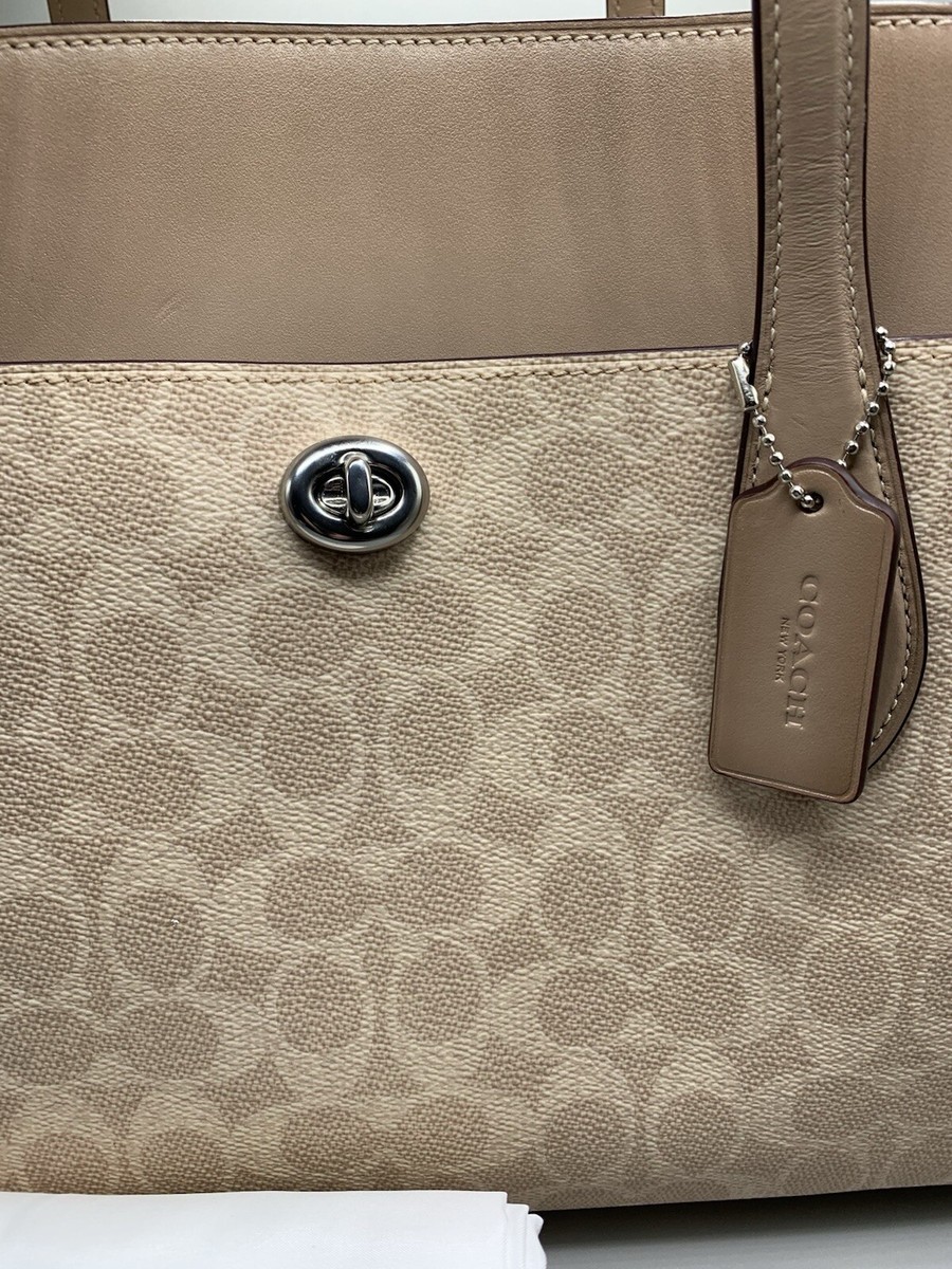 Coach 89576 Chalk Sand Taupe Carryall Lora Signature Tote Satchel