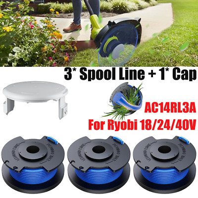 3-9Pack For Ryobi Spool One+String Trimmer Line 18V 24V 40V Weed Eater +1-3 Cap