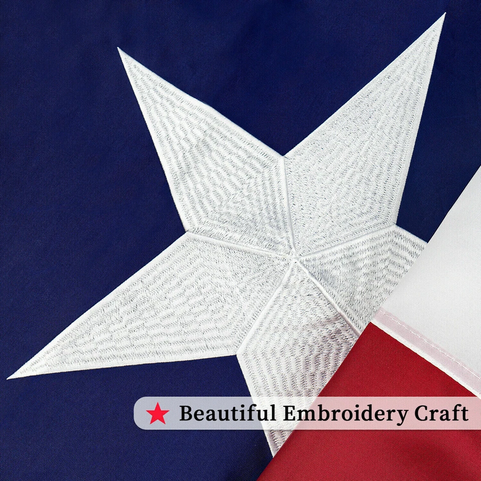 Bandera del estado de Texas bordada de 4x6 pies banderas cosidas bandera decorativa protegida contra rayos UV Foto 2 de 4