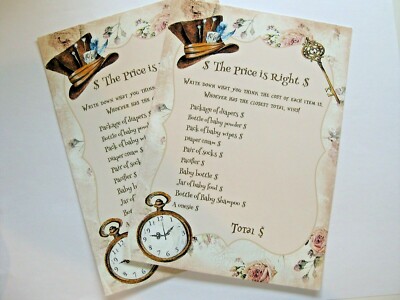 Alice In Wonderland Baby Shower Tea Party Game Cards (Qty-12)