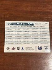 2018-19 Upper Deck #250 Young Guns Checklist (Rasmus Dahlin / Elias Pettersson)