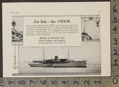 1928 BOAT WATERCRAFT VIDOR YACHT HENRY GIELOW NAVAL ARCHITECT ENGINEER AD A-2465