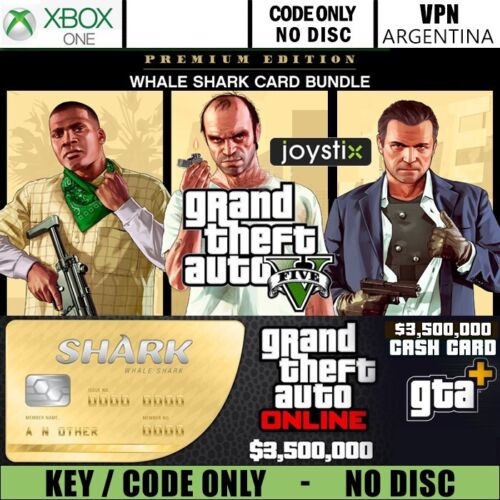 Grand Theft Auto 5 Premium Edition + Walhai Kartenpaket XBOX Schlüssel ARGENTINIEN - Bild 1 von 1