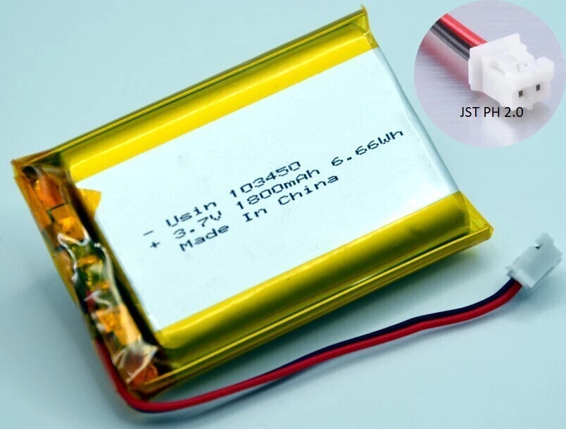 103450 LiPo Batterie Akku 1800mAh 3.7V  JST PH 2.0 Stecker für Navi, GPS,... - Bild 2 von 4