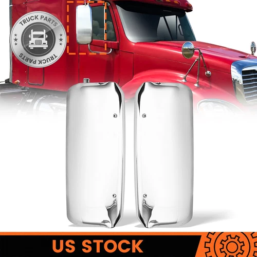 Pair Door Mirror Cover Chrome Left & Right Side For Freightliner Columbia