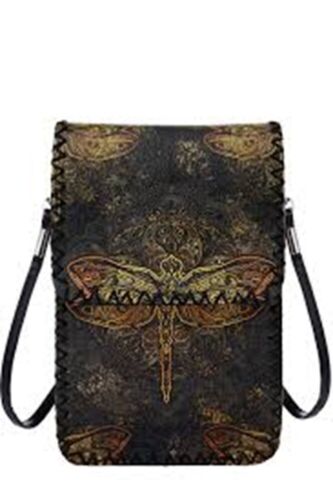 Vegan Hand Stitched Crossbody Bag Cell Phone Bag - Picture 3 of 23