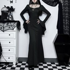 Women Fishtail Dress Long Flare Sleeve Bodycon Mermaid Elegant Party Gothic