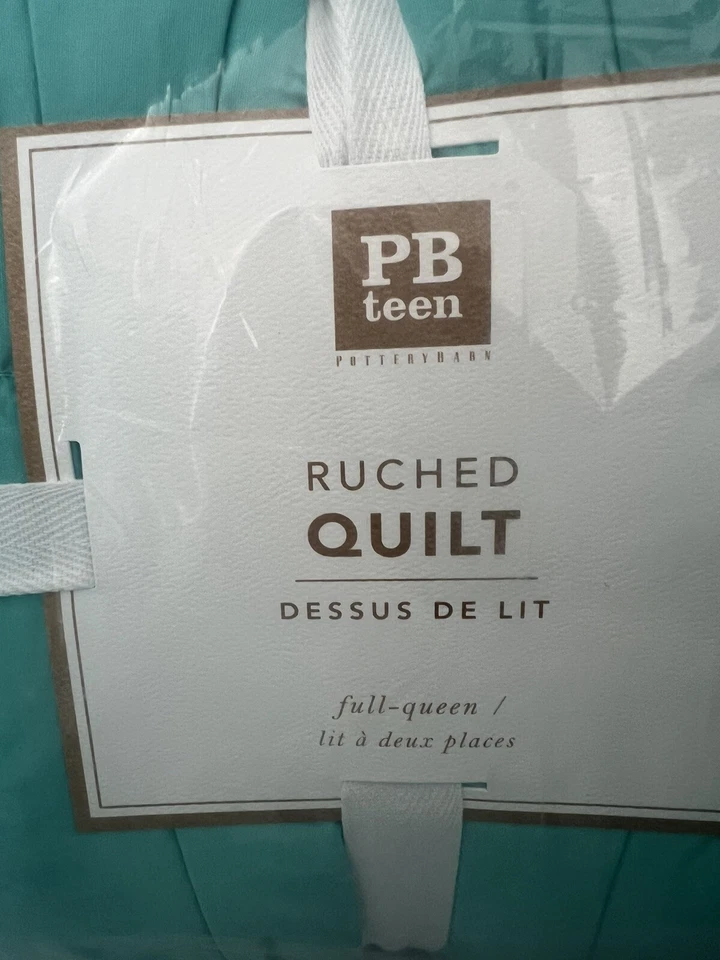 PB Teen Pottery Barn Ruched F/Q Quilt pool 2 Standard Shams NEW full queen - Image 3 of 4