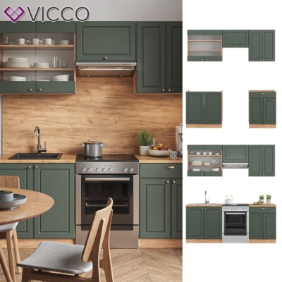 Vicco Mueble de cocina Fame-Line, Antracita brillo intenso/blanco, 200