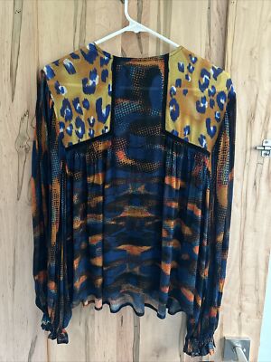 NWT Anthropologie Bl-nk Miranda XS Animal Print Eclectic Peasant