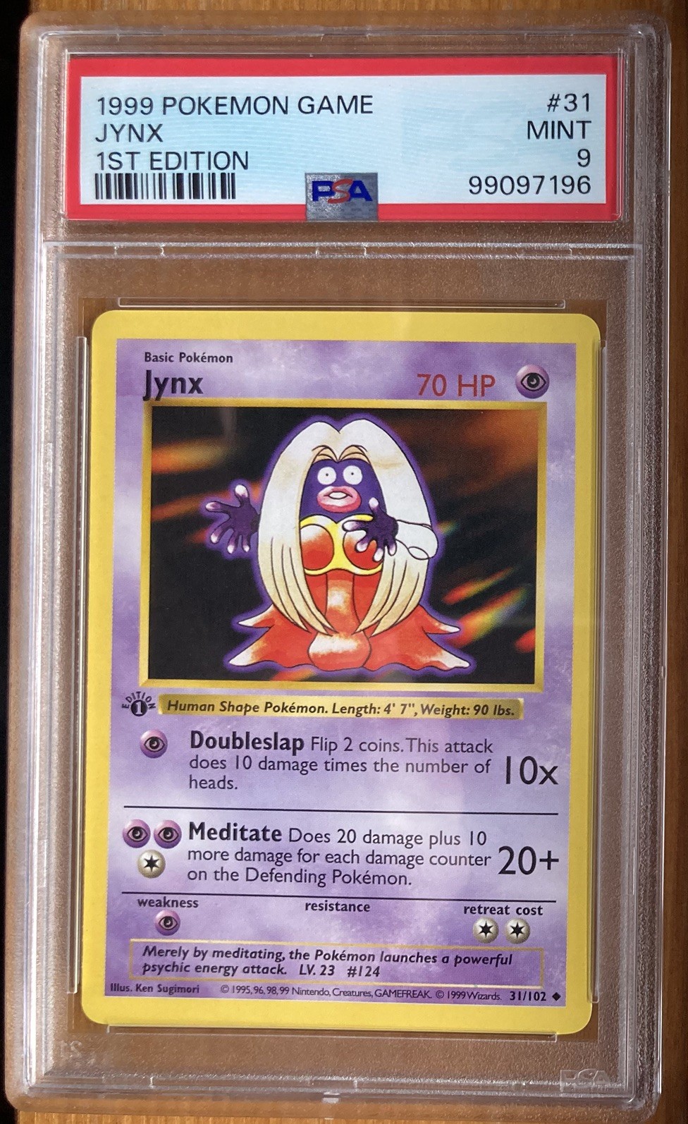 1999 POKEMON BASE SET 1ST EDITION #31 JYNX PSA 9
