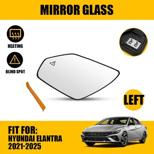 Heated Mirror Glass w/ Blind Spot Driver Side For Hyundai Elantra 2021 2022-2025